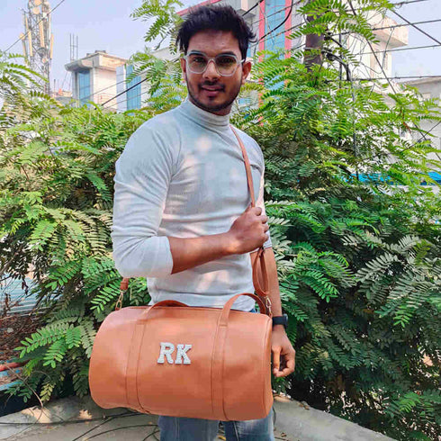 Personalised PU Duffle Sling Bag for Men - Navy Blue