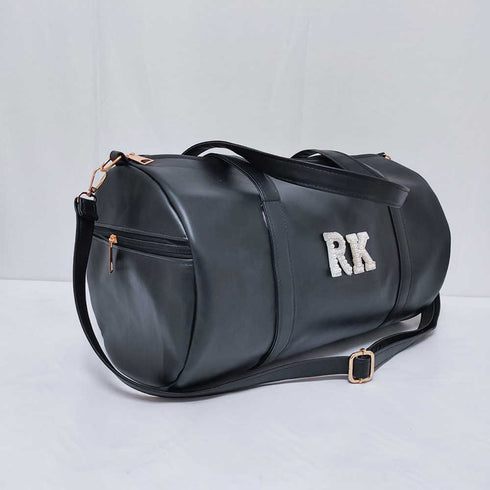 Personalised PU Duffle Sling Bag for Men - Black