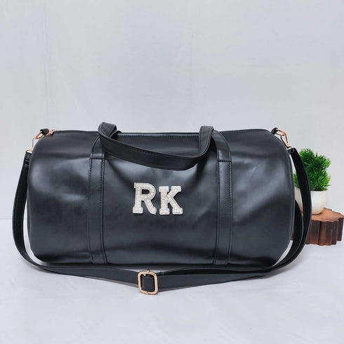 Personalised PU Duffle Sling Bag for Men - Black