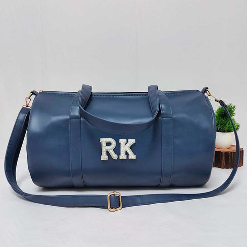 Personalised PU Duffle Sling Bag for Men - Navy Blue