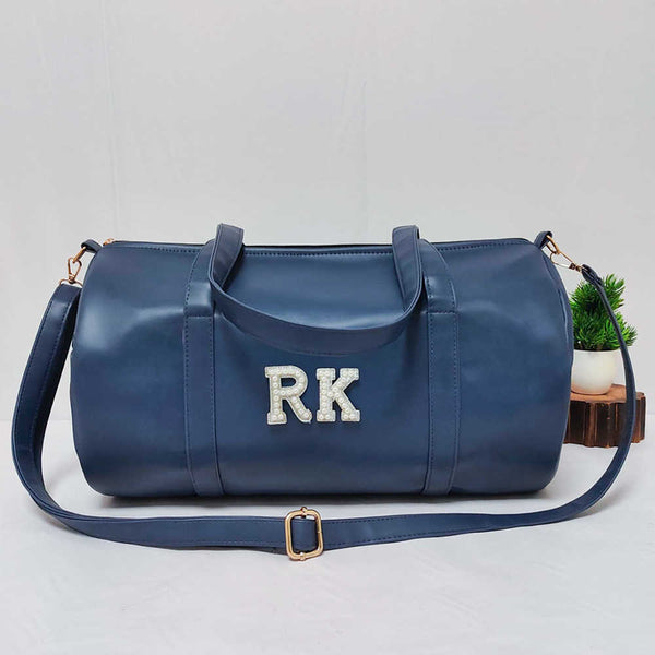 Personalised PU Duffle Sling Bag for Men - Navy Blue