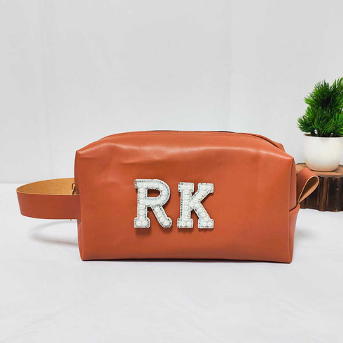 Personalised PU Duffle Sling Bag & Pouch Combo Gift Set for Men - Tan