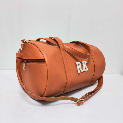 Personalised PU Duffle Sling Bag & Pouch Combo Gift Set for Men - Tan