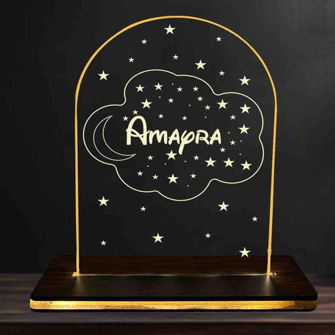 Personalised MDF Wooden Base with Warm White LED