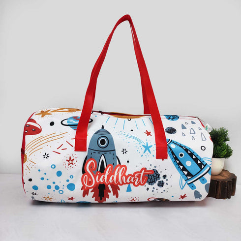 Personalised Space Printed Kids Large Duffle Bag & Box Pouch Combo Gift Set