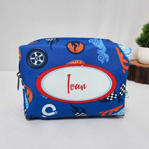 Personalised Car Printed Kids Large Duffle Bag & Box Pouch Combo Gift Set