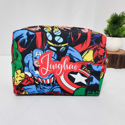 Personalised Cartoon Kids Large Duffle Bag & Box Pouch Combo Gift Set