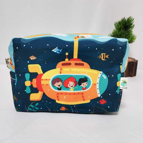 Personalised Fish Printed Kids Large Duffle Bag & Box Pouch Combo Gift Set