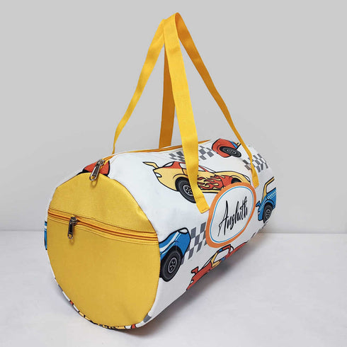 Personalised Car Printed Kids Large Duffle Bag & Box Pouch Combo Gift Set