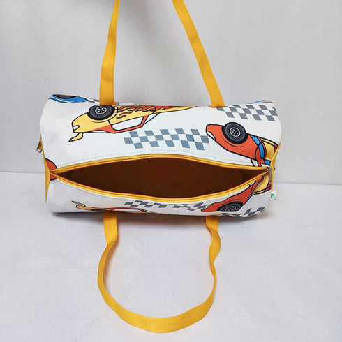 Personalised Car Printed Kids Large Duffle Bag & Box Pouch Combo Gift Set