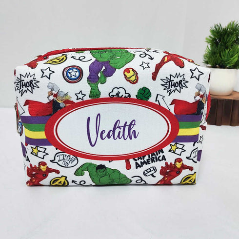 Personalised Kids Cartoon Large Duffle Bag & Box Pouch Combo Gift Set