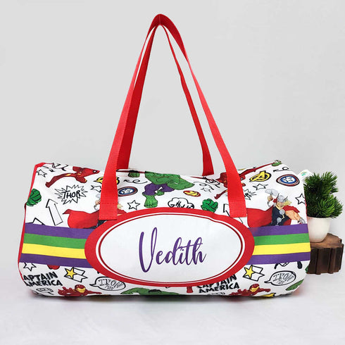 Personalised Kids Cartoon Large Duffle Bag & Box Pouch Combo Gift Set