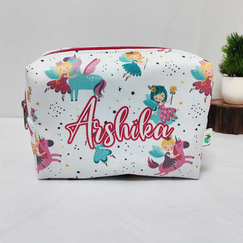 Personalised Fairy Printed Kids Large Duffle Bag & Box Pouch Combo Gift Set
