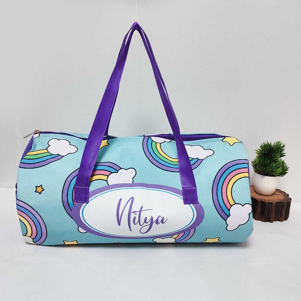 Personalised Rainbow Printed Kids Large Swimming Duffle Bag
