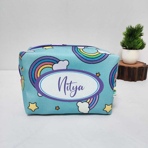 Personalised Kids Rainbow Large Duffle Bag & Box Pouch Combo Gift Set