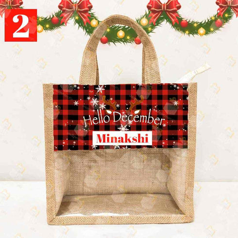 Customized Jute & Canvas Lunch Bag for Christmas