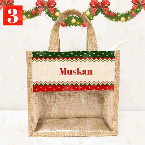 Customized Jute & Canvas Lunch Bag for Christmas