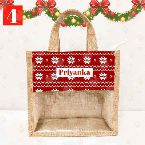 Customized Jute & Canvas Lunch Bag for Christmas