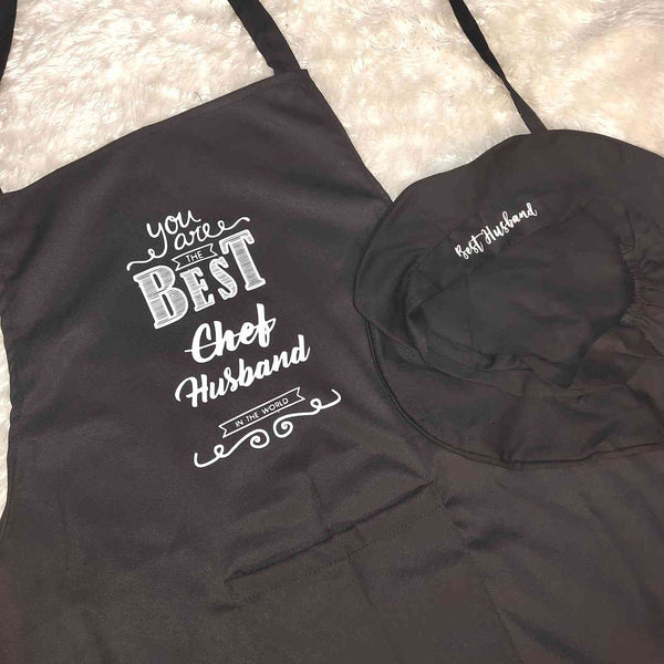 Personalised Canvas Cotton Kitchen Apron with Chef Hat
