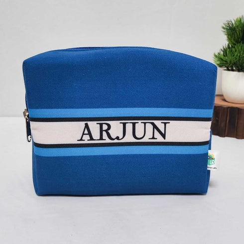 Personalized Blue Box Pouch & Luggage Tag Combo Gift Set for Kids