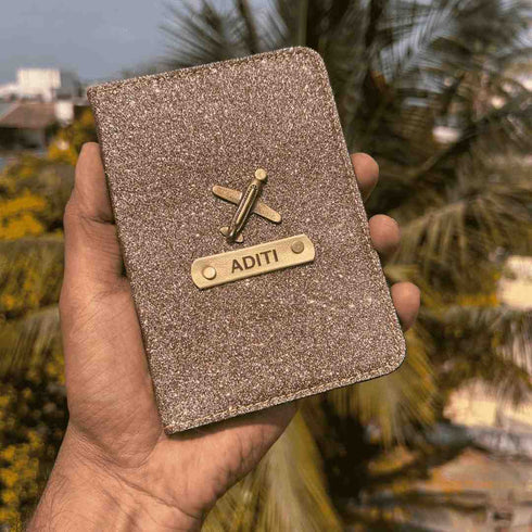 Personalized Glitter Passport Cover With Charms
