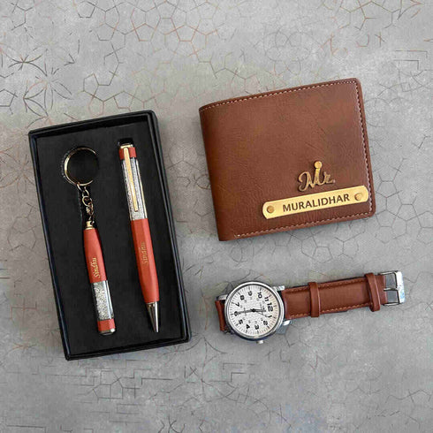 Personalised Men's Wallet With Charm Gift Combo