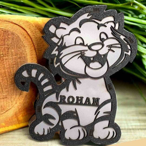 Customized Wooden Tiger LED Table Lamp