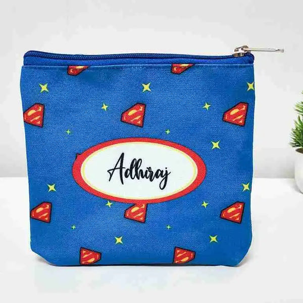 Personalised Blue Printed Kids Wet Pouch