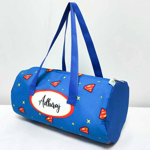 Personalised Blue Printed Kids Swimming Duffle Bag