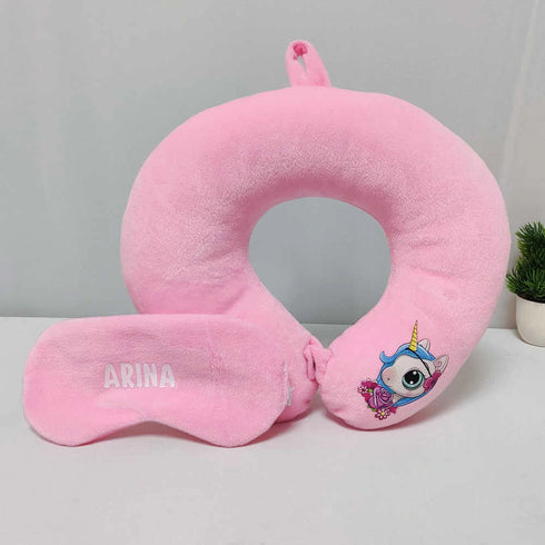 Personalised Neck Pillow with Eye Mask Combo Gift Set for Kids