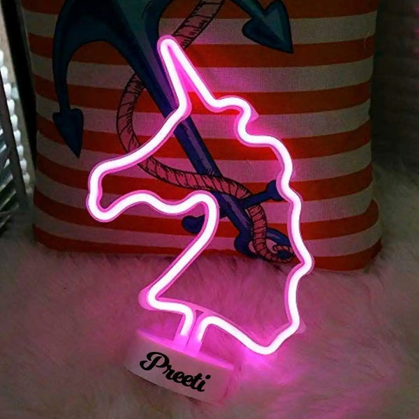 Personalised Unicorn Pink LED Neon Lamp