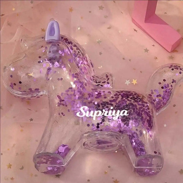 Personalised Purple glitter unicorn piggy bank