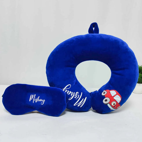 Personalised Neck Pillow with Eye Mask Combo Gift Set for Kids