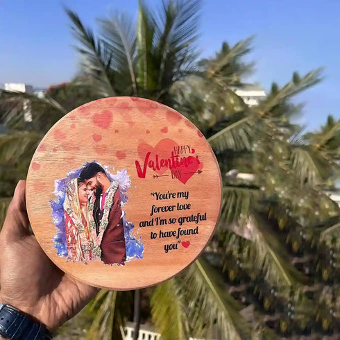 Personalized Round Shape Wooden Artistic Frame | Valentine Gifts