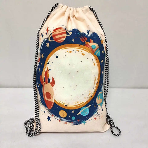 Personalised Space Printed Drawstring Bag for Kids