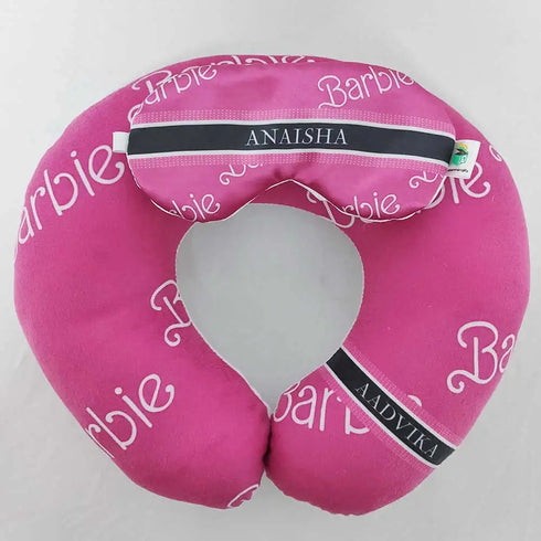 Personalised Barbie Printed Neck Pillow with Eye Mask Combo for Kids