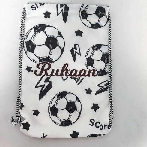 Personalized Football Printed Drawstring Bag for Kids