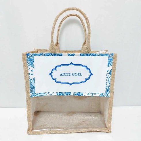 Personalized Jute Bag with Neck Pillow Combo for Bridesmaid