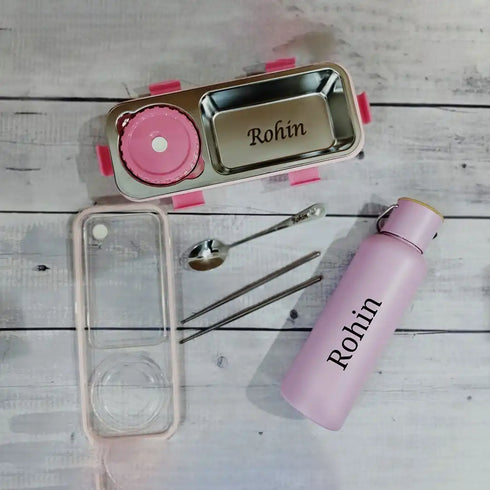 Personalized Seal Lunch Box with Steel Bottle Combo for Kids