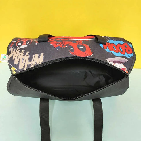 Personalized Black Printed Swimming Duffle Bag for Kids