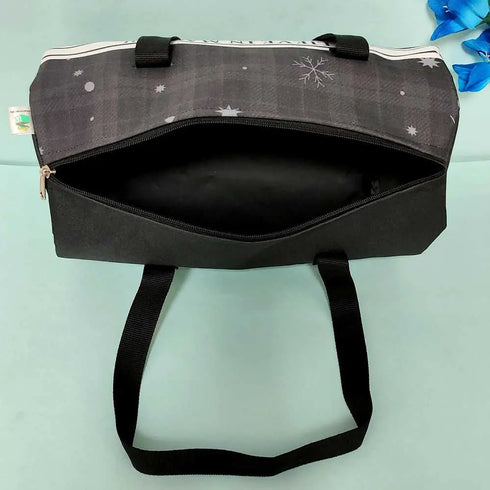 Personalized Black Printed Swimming Duffle Bag for Kids