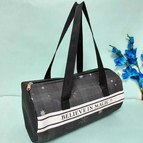 Personalized Black Printed Swimming Duffle Bag for Kids