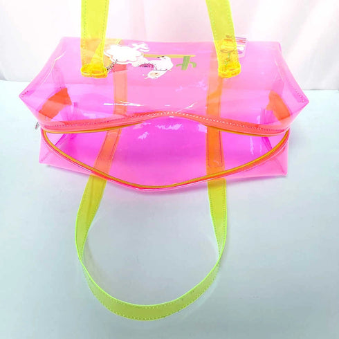 Personalized Kids Swimming Jelly Duffle Bag with Keychain - Pink