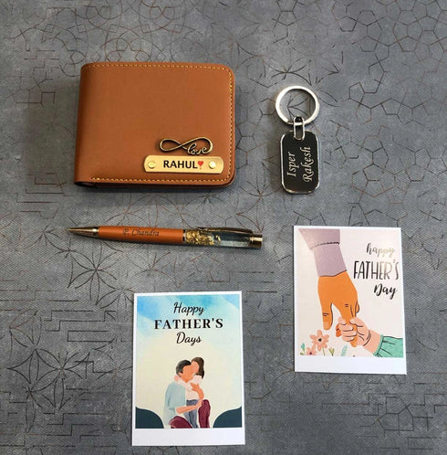 Personalized Men Wallet with Keychain Combo | Fathers Day