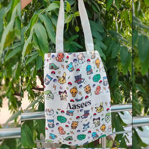 Personalized Cartoon Printed Tote Bag For Kids