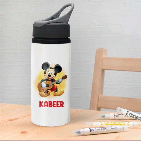 Personalised 600ml Grey Lid Sipper Bottle
