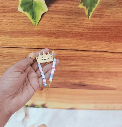 Personalized Name Beads Bracelet/Rakhi for Kids