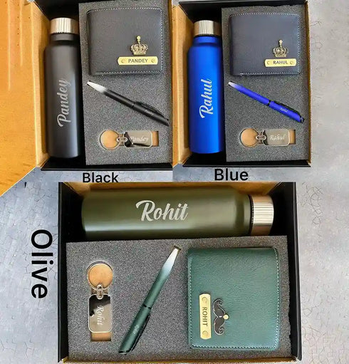 Personalized Men Wallet with Keychain Combo