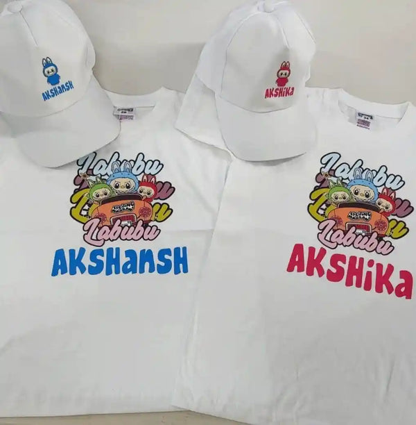 Personalized Printed Kids T-Shirt With Cap Combo