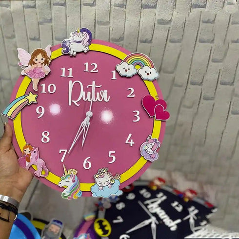 Personalized Cartoon Wall Clock for Kids
